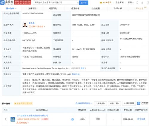 中文在線在海南成立宇宙科技公司，布局區(qū)塊鏈技術(shù)與服務(wù)